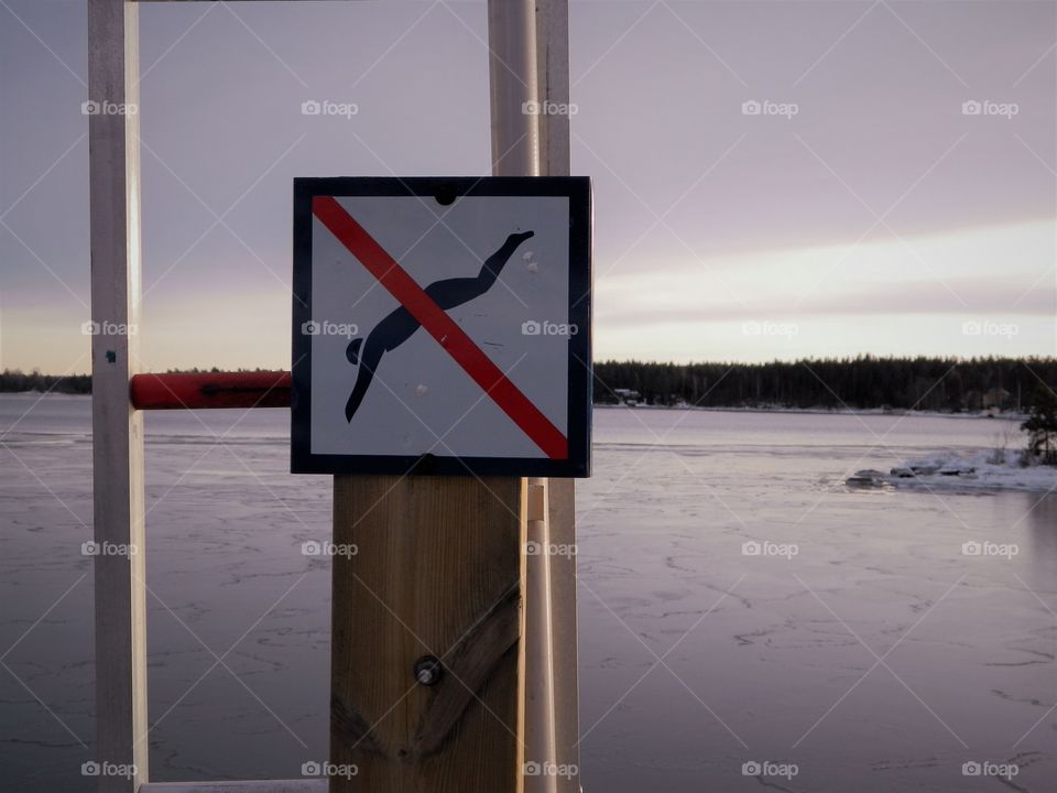 Pier with sign