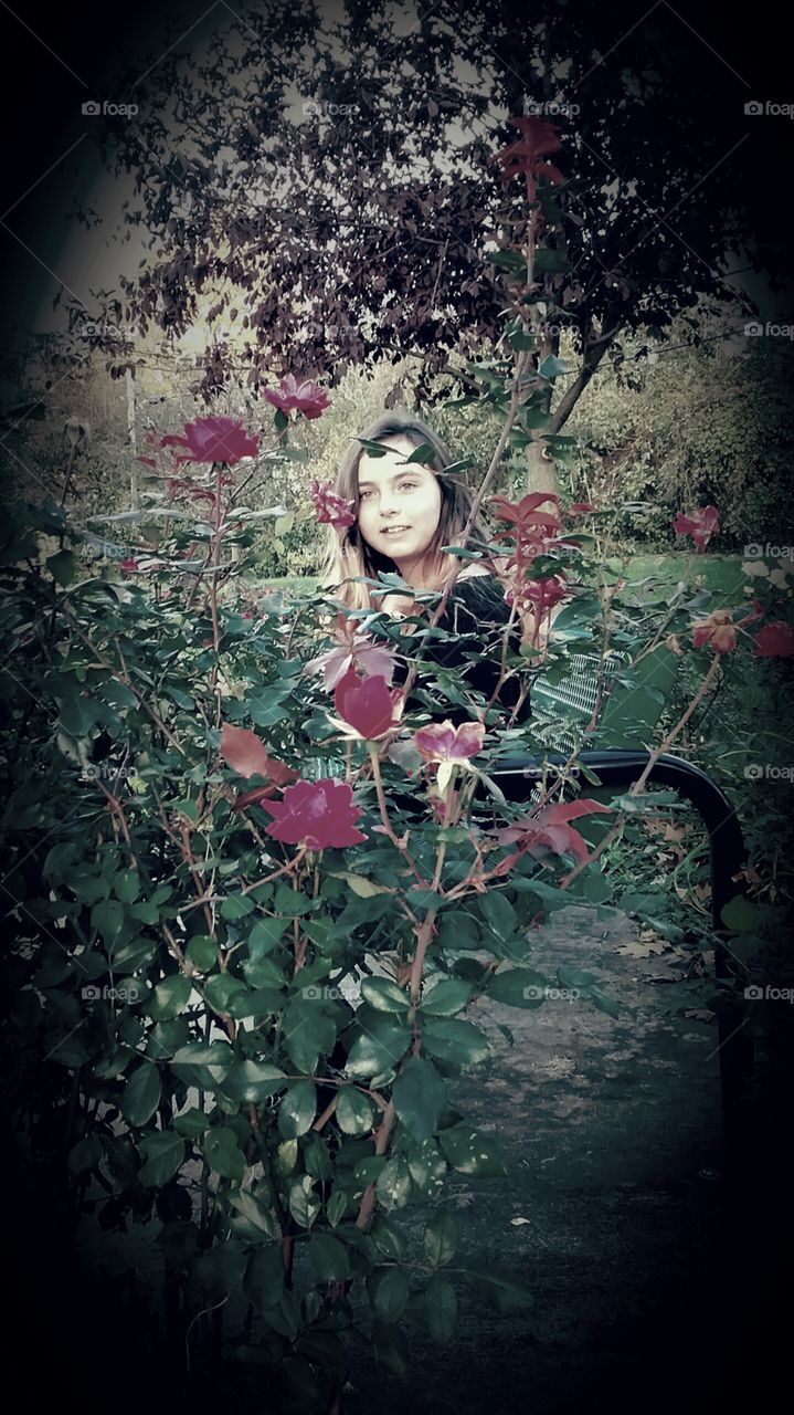 girl and roses