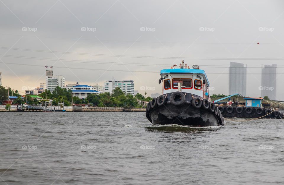 a Tug or Tow Boat at the Chao Phraya River of the Capital City Bangkok Thailand Southeast Asia