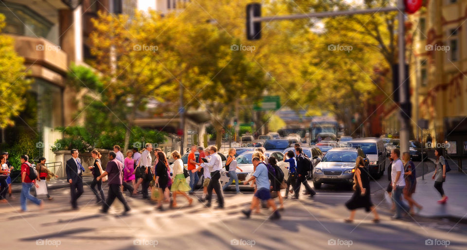 Pedestrians crossing the street