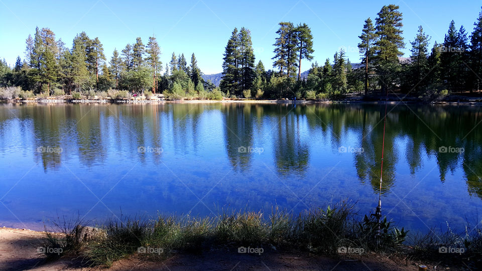 Lake fishing reflection