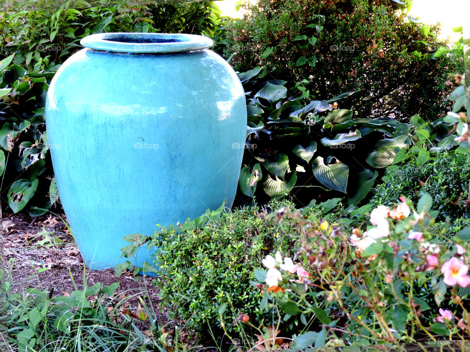 Empty Blue Vase at UT gardens in Knoxville TN