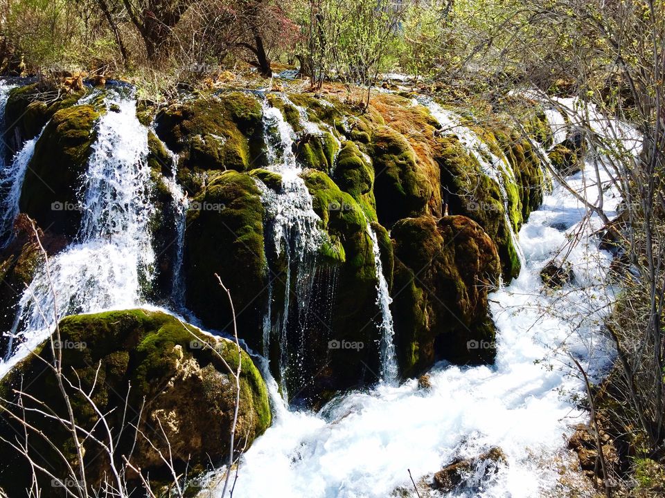 Rocks, waterfalls, jiuzhaigou, National Park, Sichuan, China