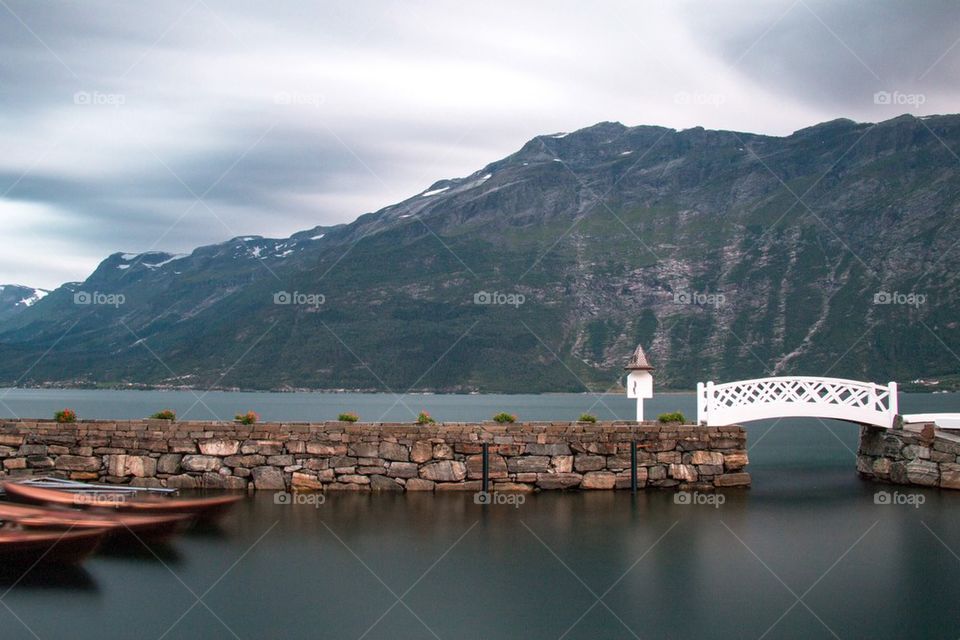 Scenic view of bridge over lake