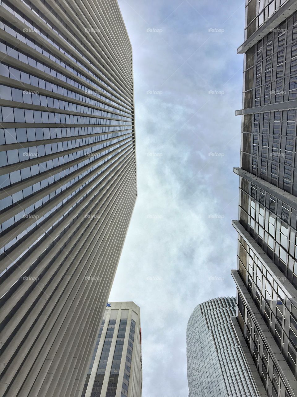 High buildings of San Francisco. View from underneath. 
