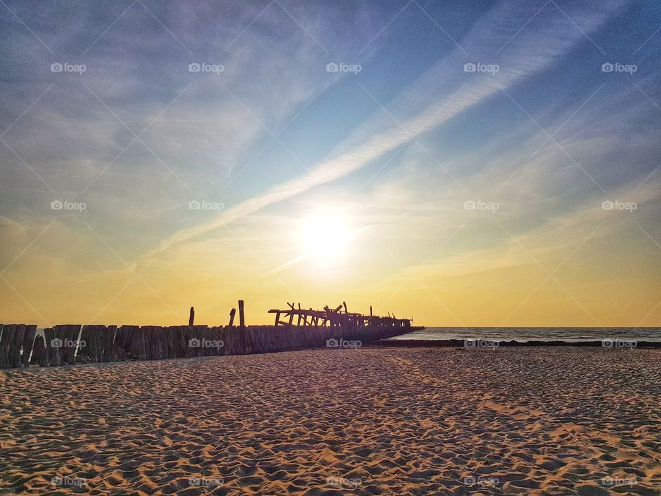 Sundown on the beach.