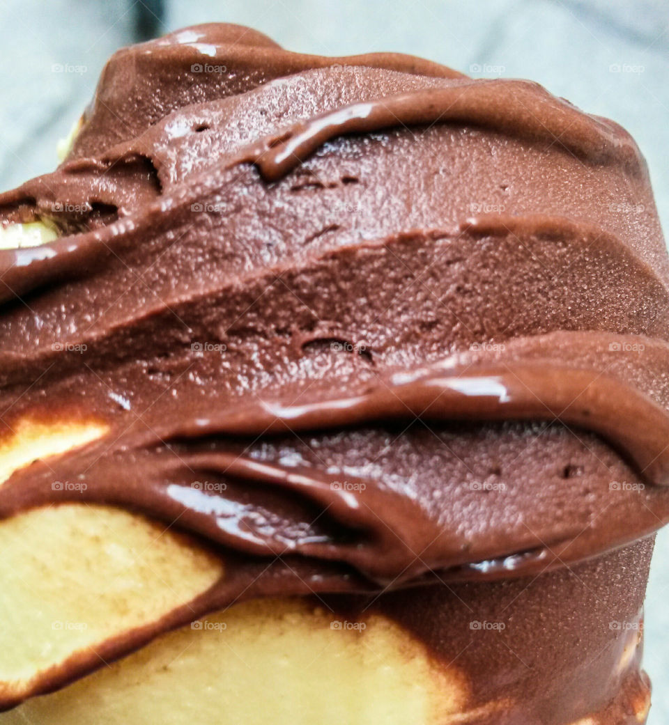 close up of homemade fresh chocolate ice cream