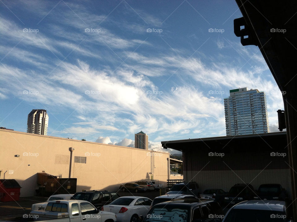 sky city blue clouds by Chromalux
