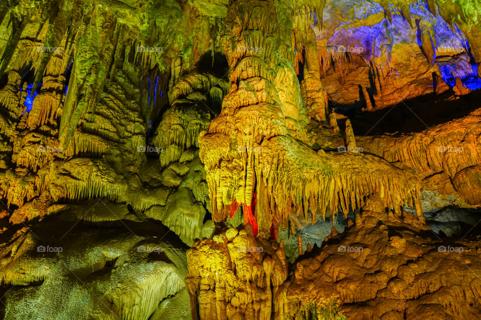 famous prometheus cave near Kutaisi with many stalactites and stalagmites