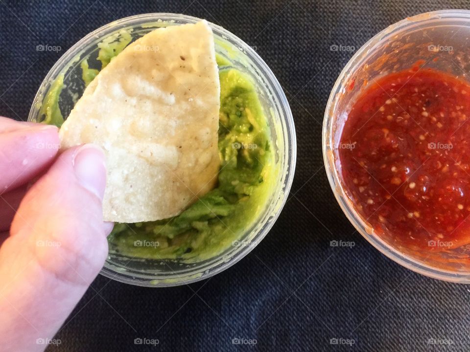 Chips and guacamole and salsa