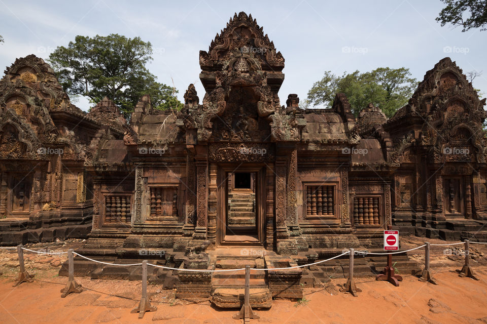 Architecture of Banteay Srei temple in Cambodia 