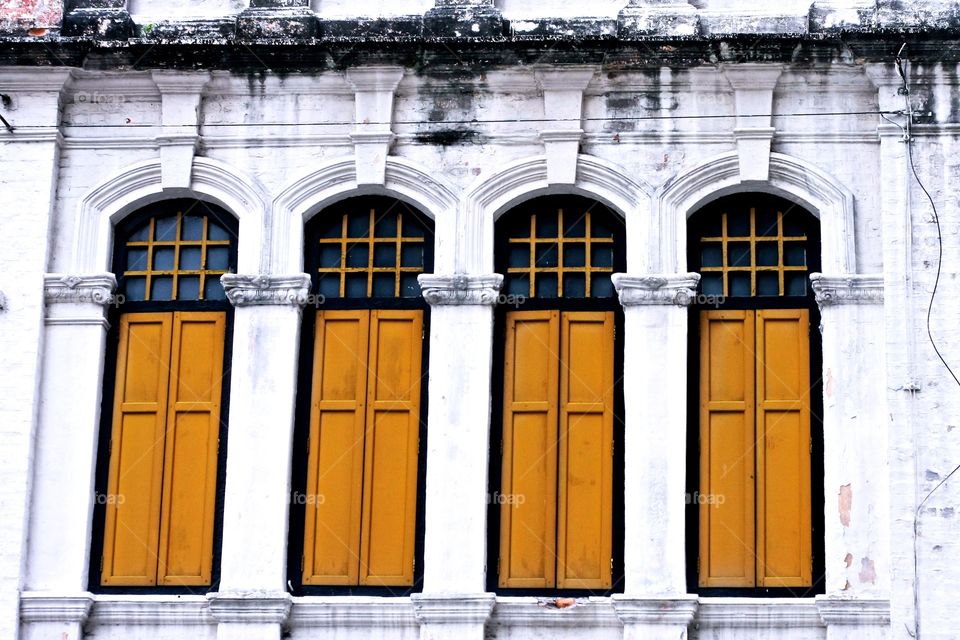 Four classic orange windows