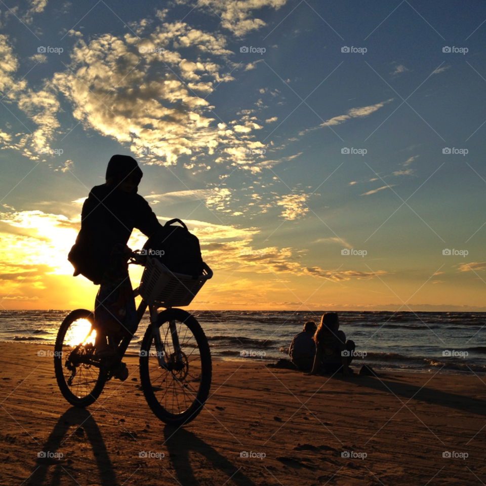 beach sunset bike sun by ips