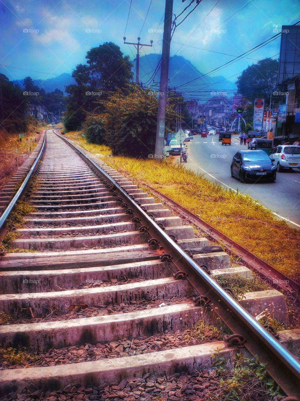 earth by humans amazing view of railway track with highway road