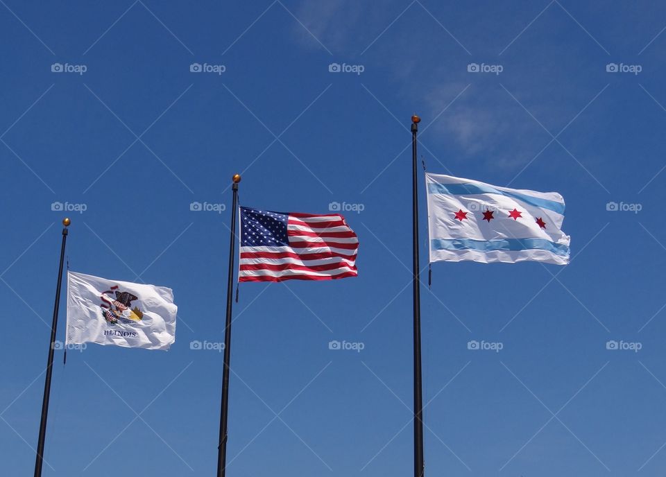 Flags, USA, Chicago, Illinois