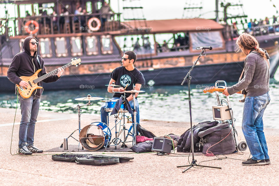 Music Band Performs On The Street