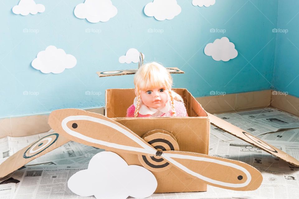 Diy carton box aeroplane.