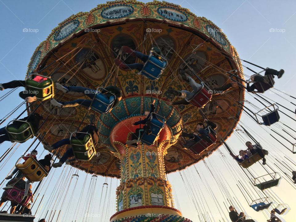 Under the carousel in Santa Cruz Boardwalk