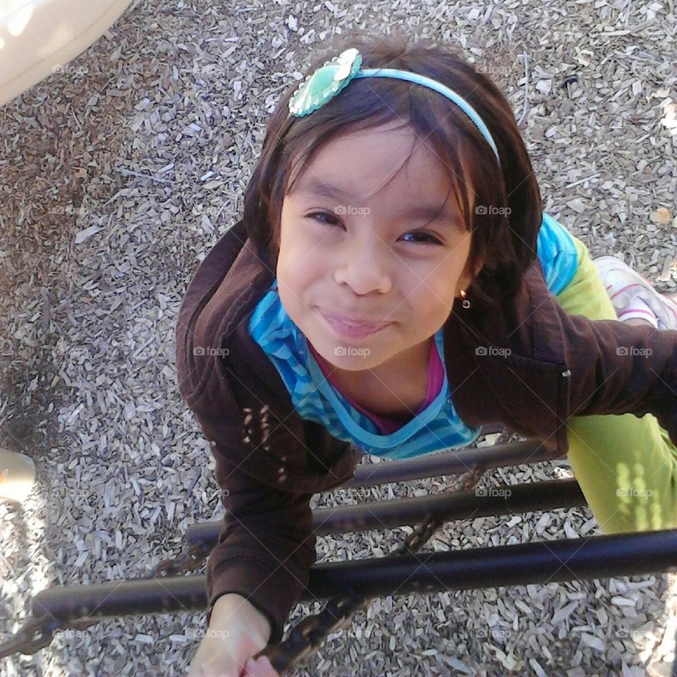 High angle view of girl in park