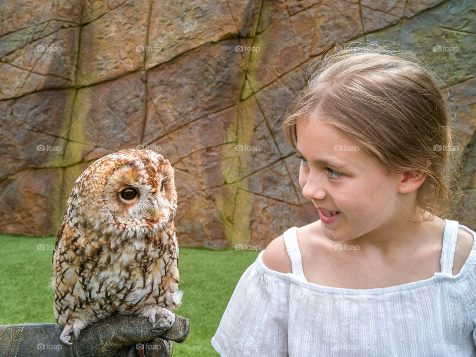 Owl and a girl.