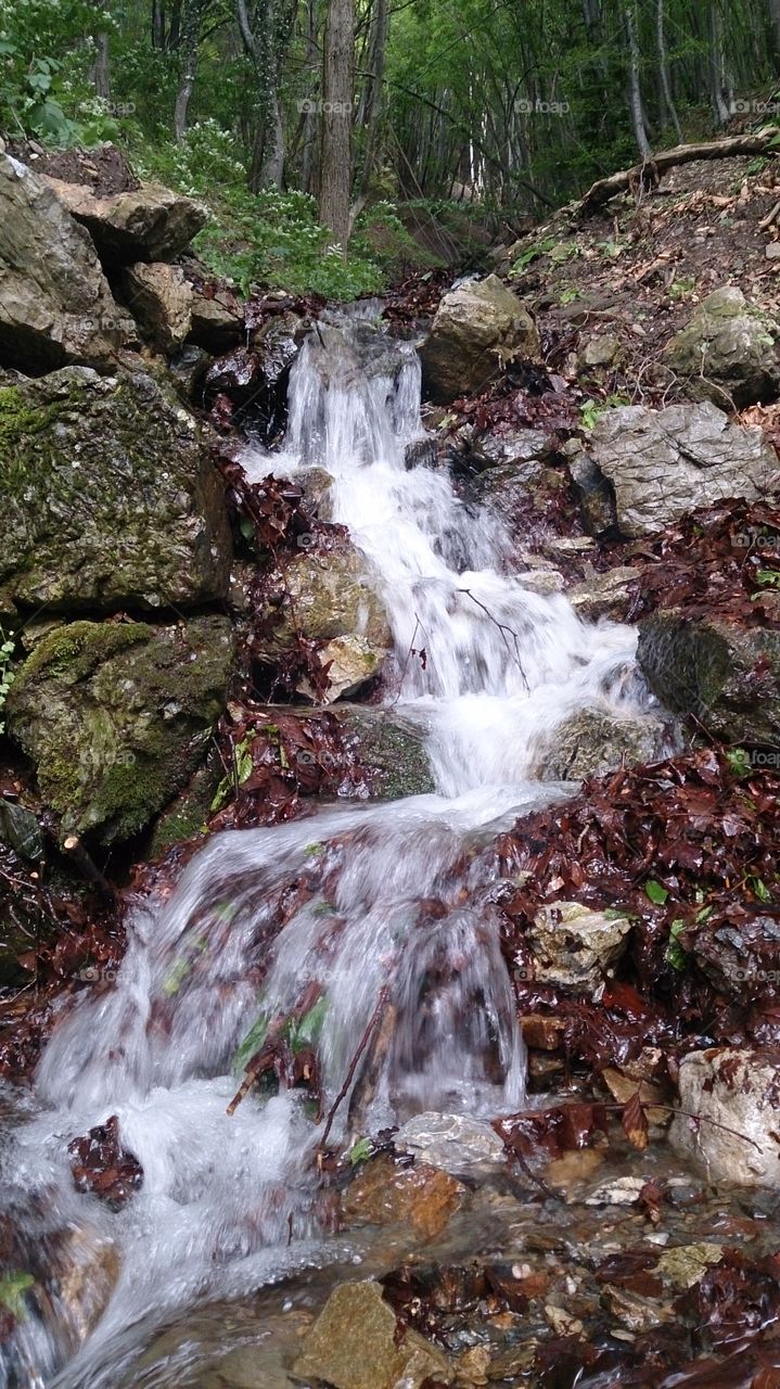 High angle view of waterfall