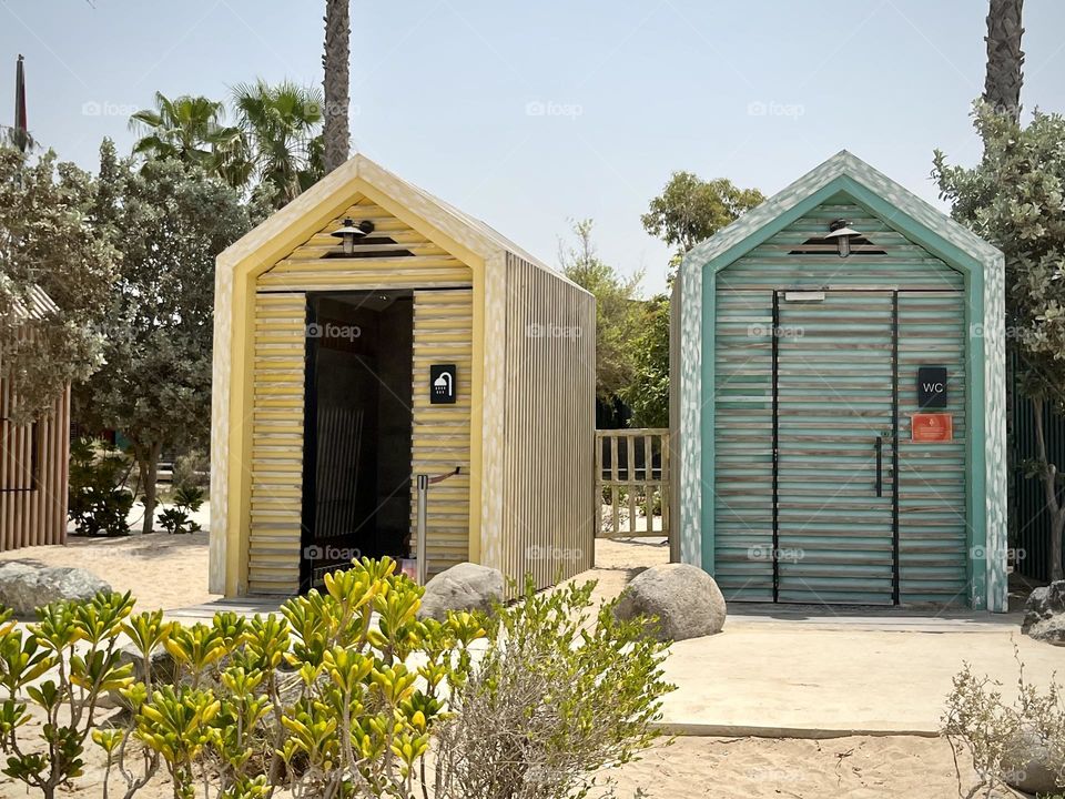 Wooden beach cabins 