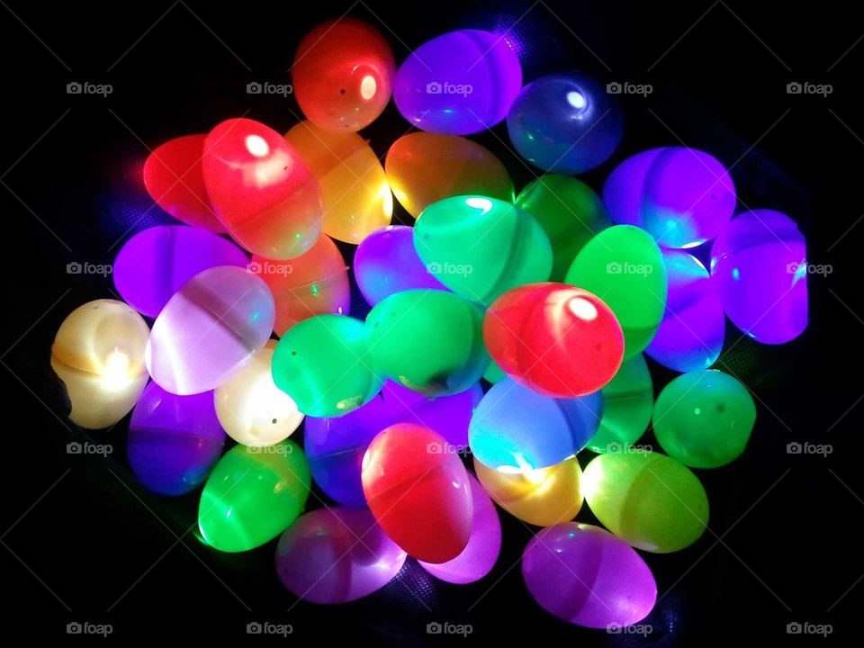 Easter eggs at night