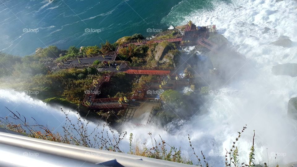 looking down the waterfall at maid of the mist in niagara falls canada