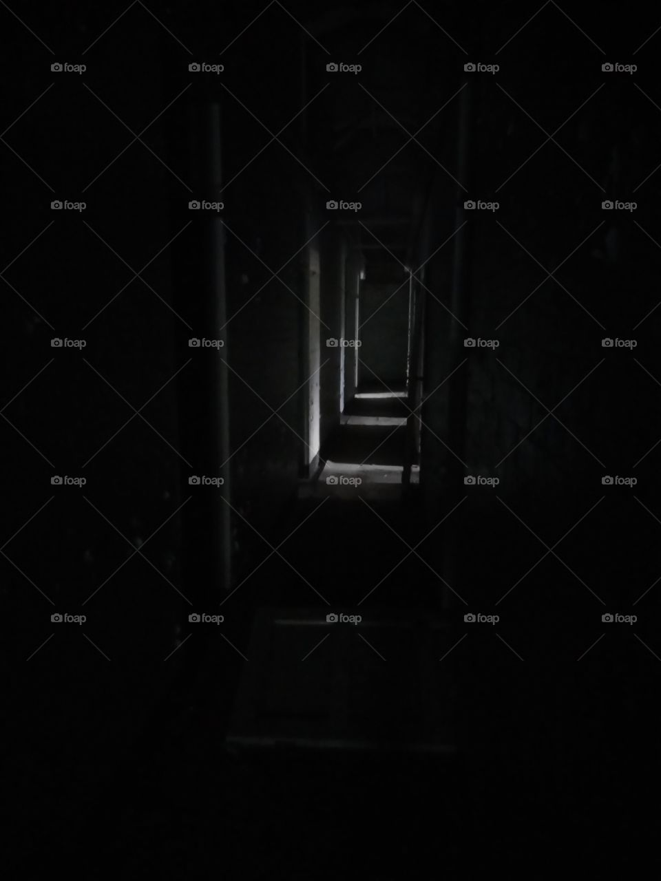 Spooky dark light hallway
