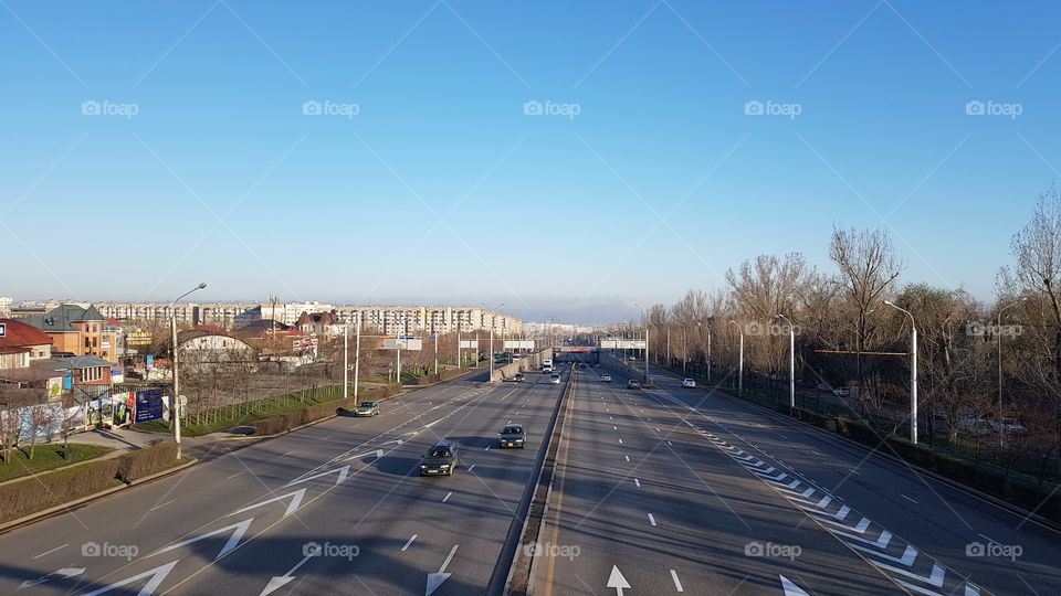 empty morning road in the city