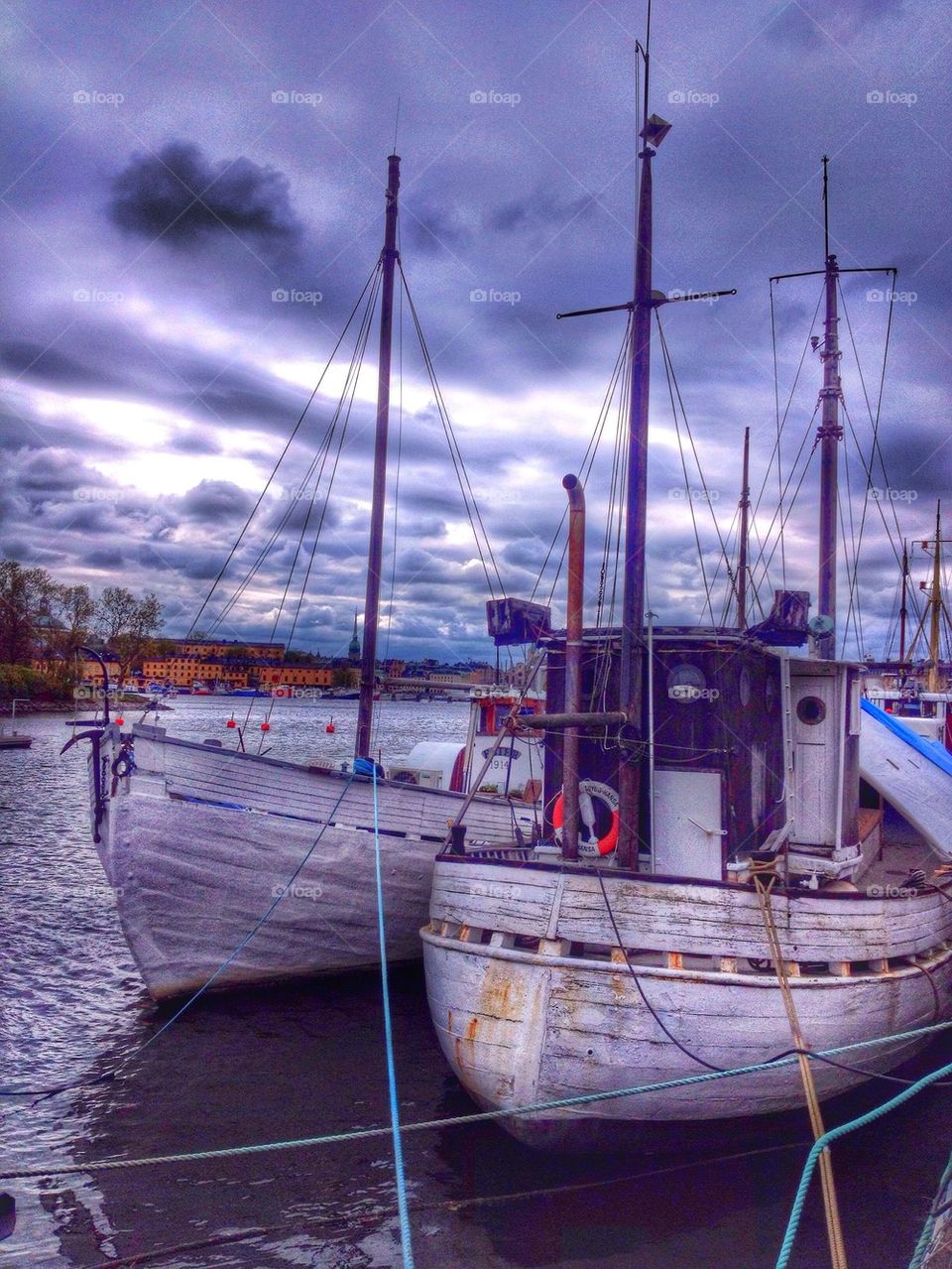Boats along the dock to Djurgården 