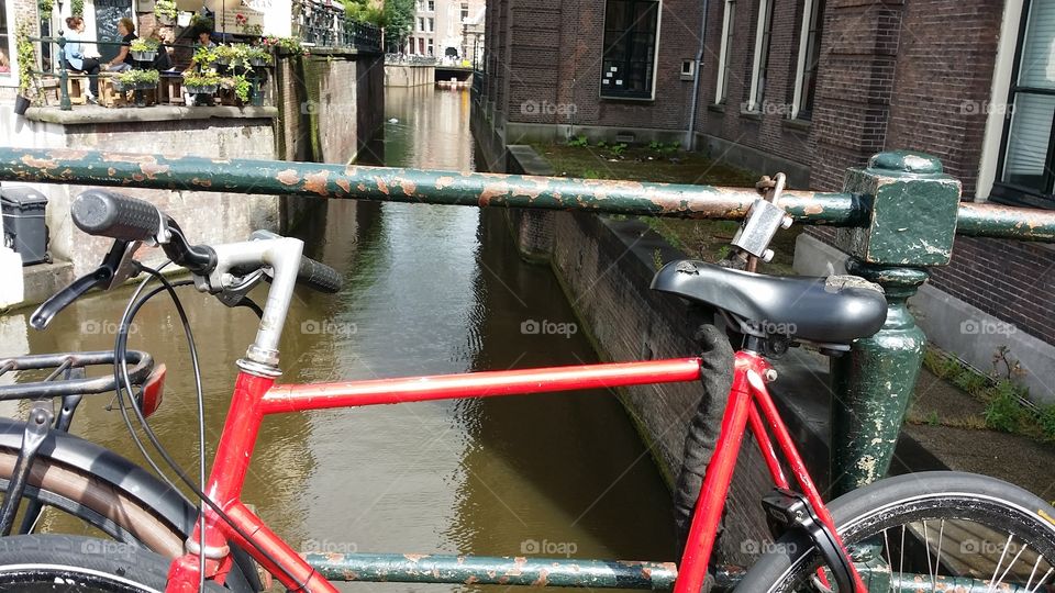 red bicycle in Amsterdam