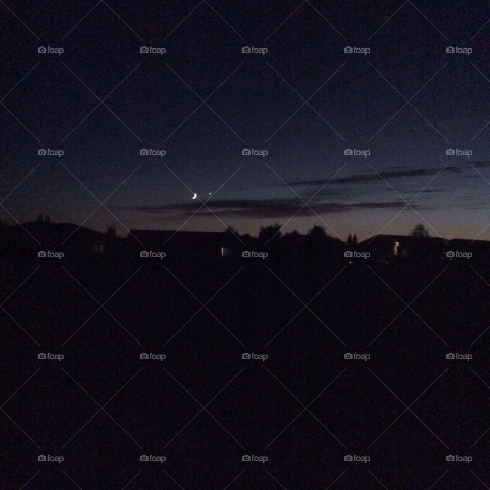 The Moon & The planets. A view from a backyard in California.