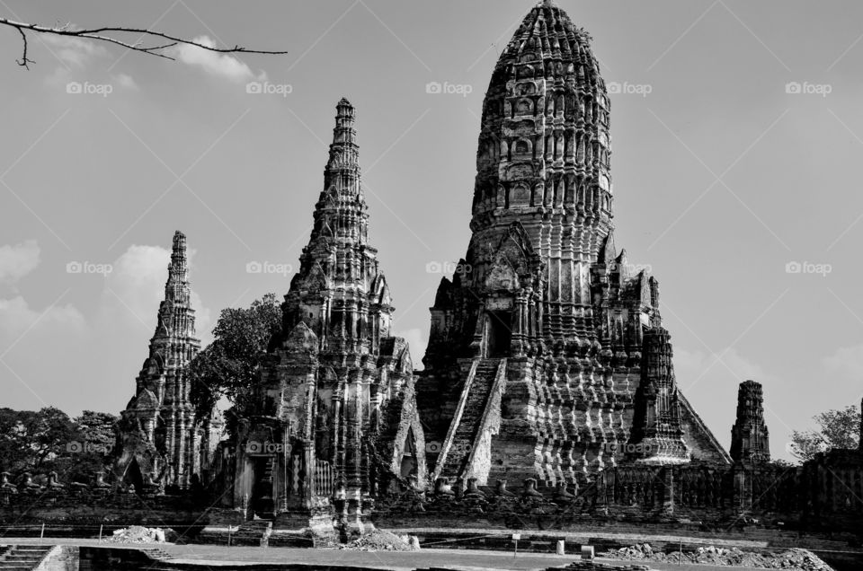 Ancient temple in Thailand - Black and white