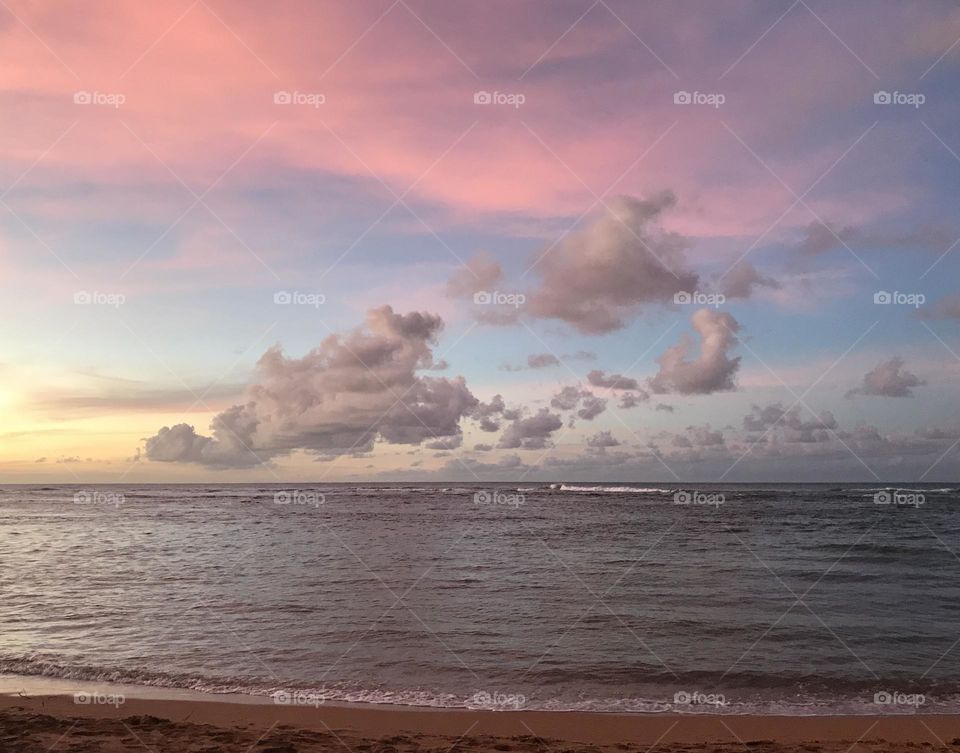 Pink pastel beach sunset