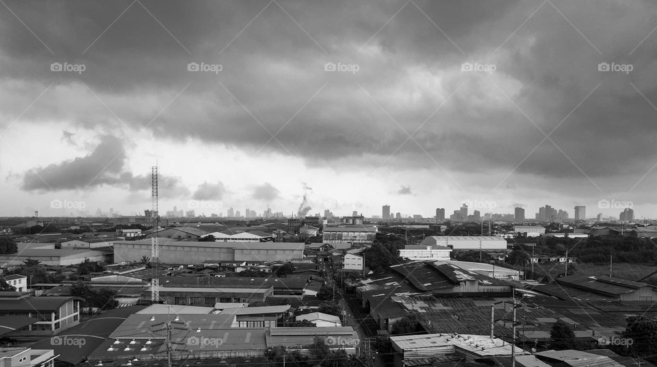 Cloudy over Bangkok before heavy rain