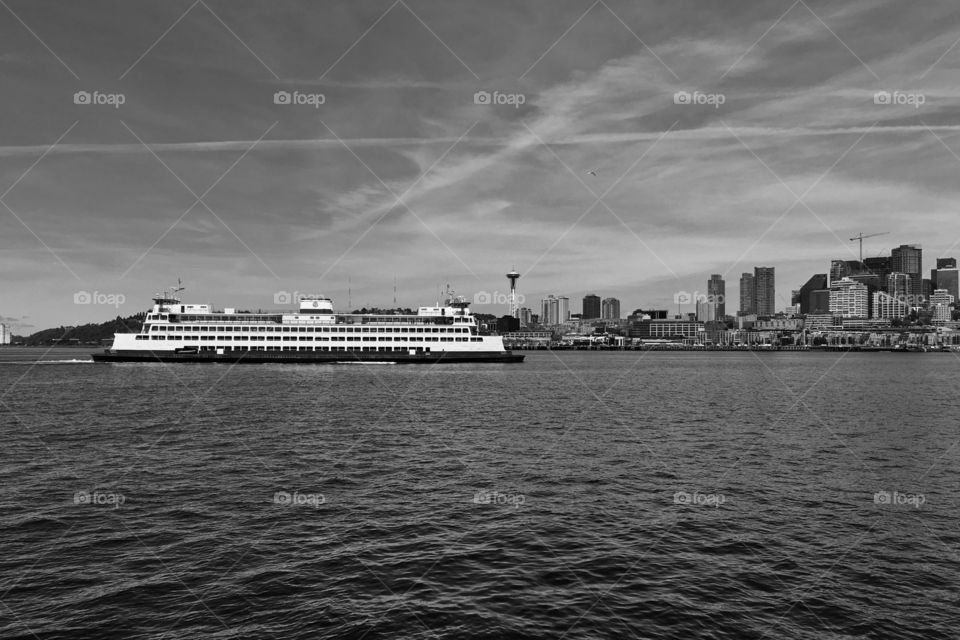 Iconic Seattle Scene in Black and White