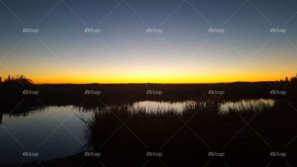 Night falls over the marshes