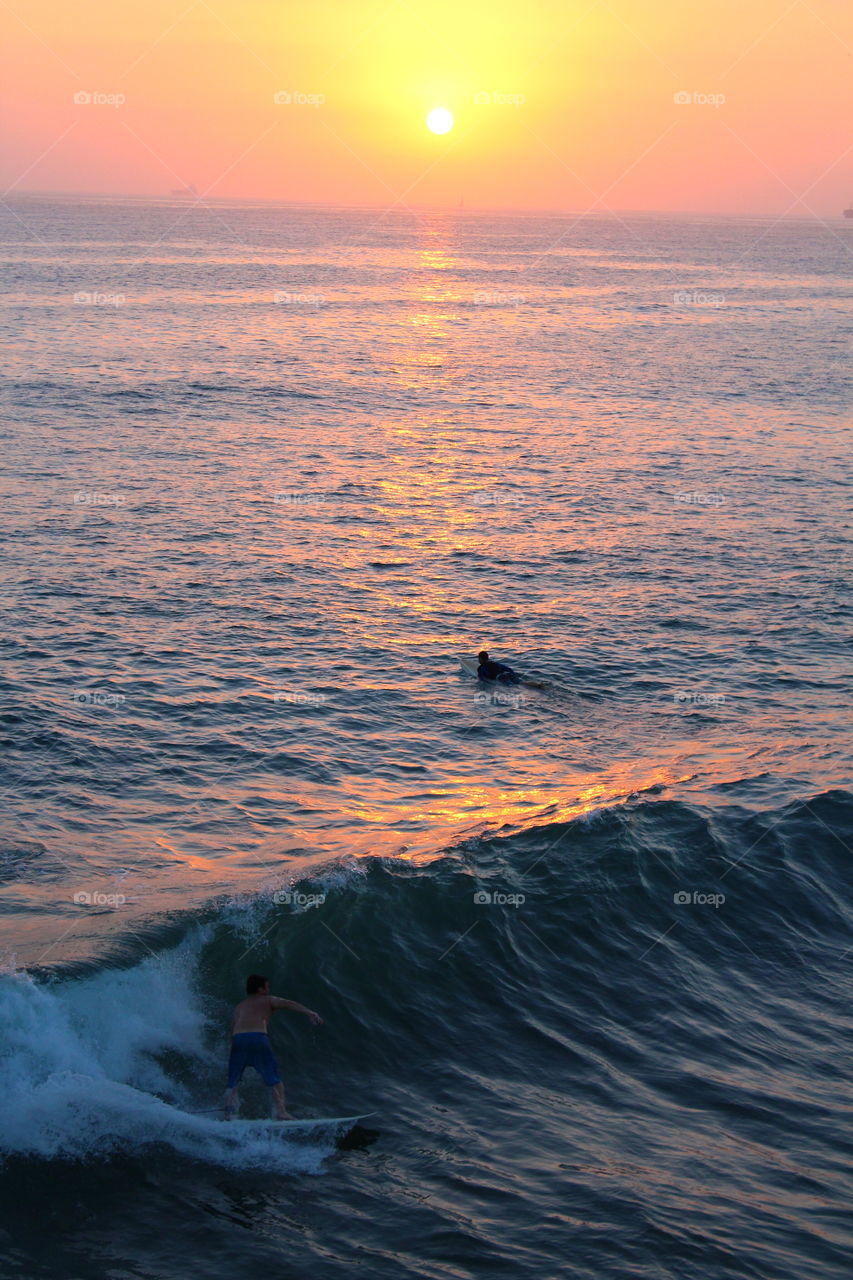 Surfing in Manhattan Beach 