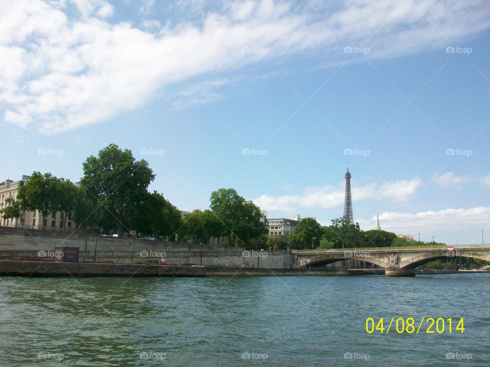 Boat tour  view of the Eiffel tower