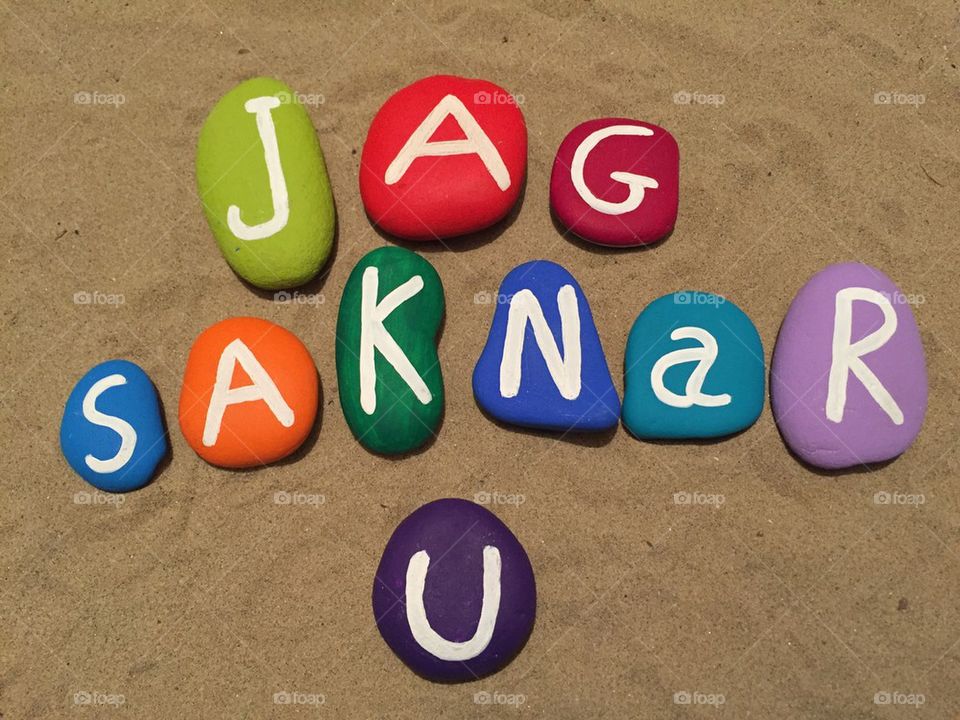 Jag saknar u, I miss you in swedish language in stones