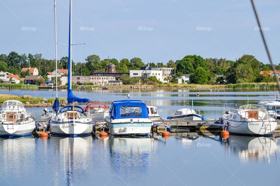 Boats in a small harbour