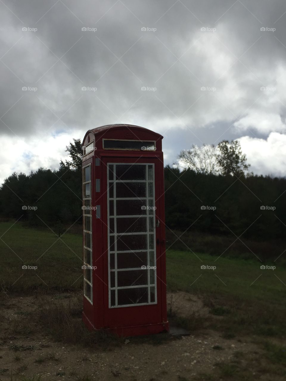 Old phone booth possibly from England Use for children to standing waiting for the school bus