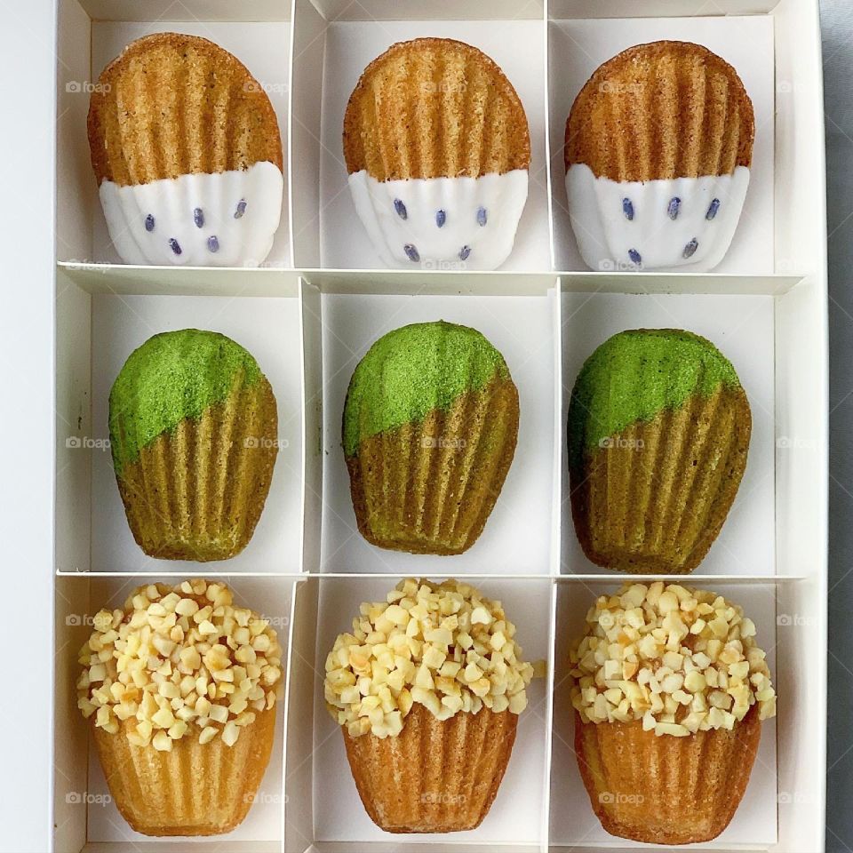 Madeleines are great road trip snacks on the go; in 3 flavours - afternoon earl Grey, old fashioned matcha and all time favourite peanut butter