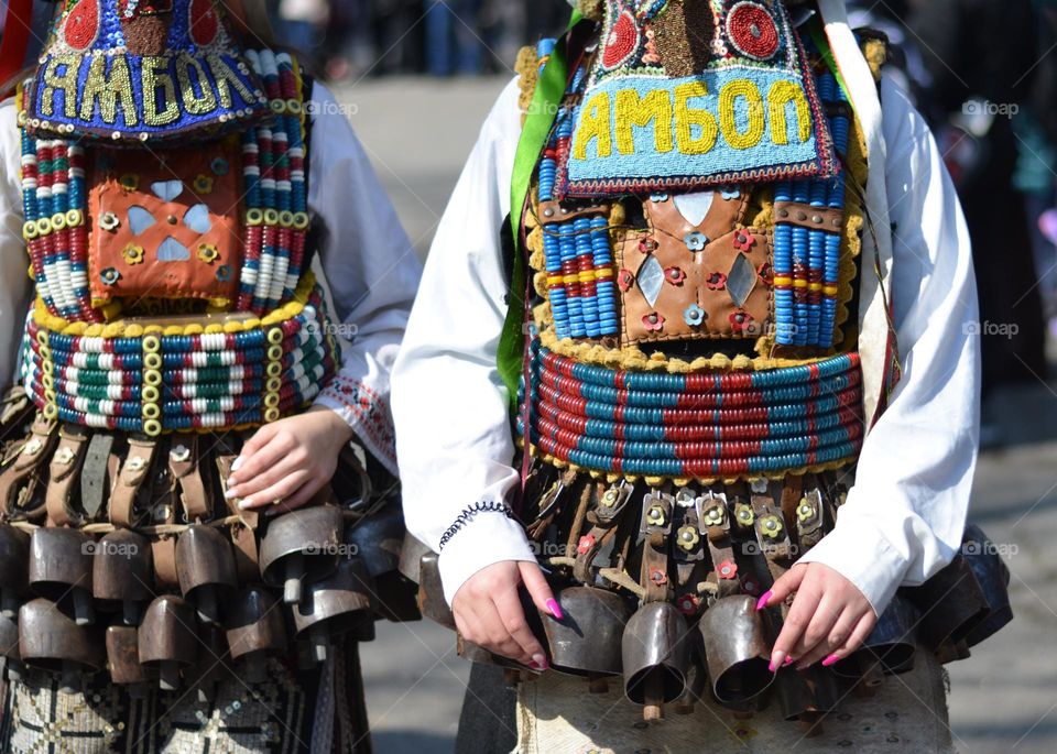 Kukeri are elaborately costumed Bulgarian man, who perform traditional rituals intended to scare away evil spirits. Until recently, all Kukeri were man, but now we can also see women 🙂