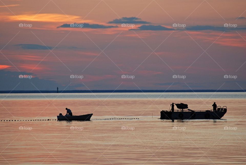 Fishing at dusk