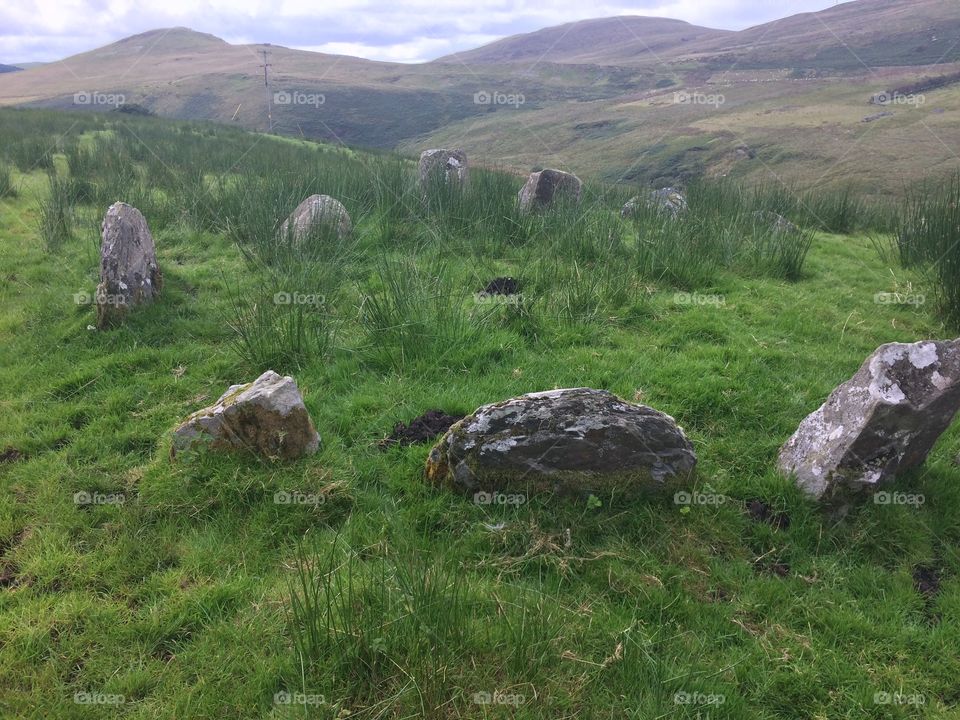 An ancient stone circle in the fields of wales
