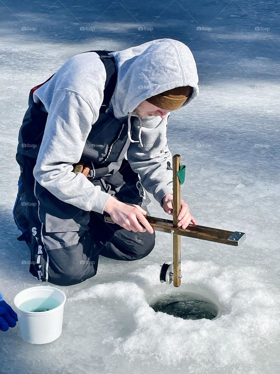 A good day on the lake for ice fishing.