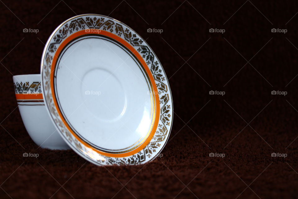 traditional porcelain plate and cup