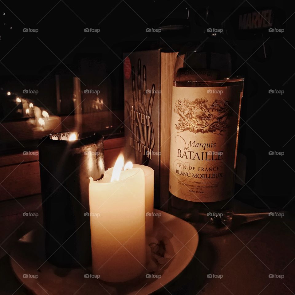 Candles and wine